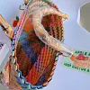 Purely handmade bamboo handbag bamboo bag retro striped tote bag