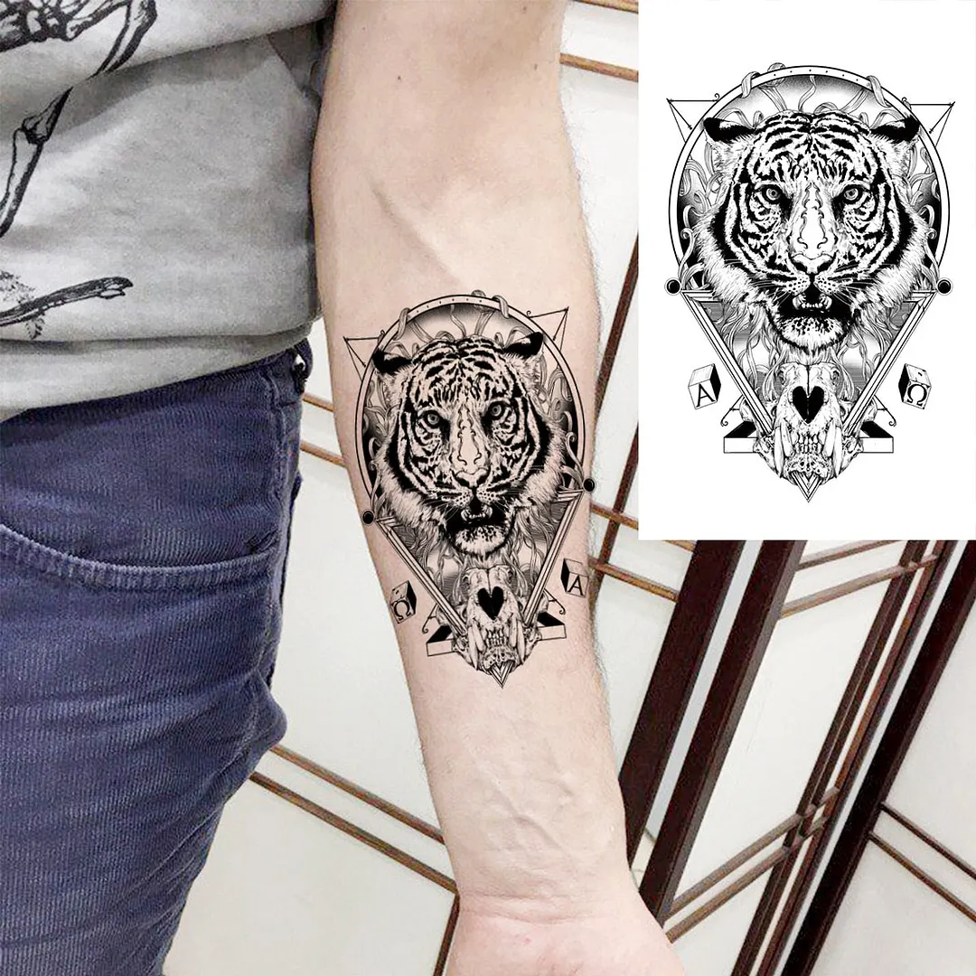 Lotus Mandala Flower Deer Sexy Temporary Tattoos For Women Neck Back Adult Geometric Tribe Fake Tattoo Body Art Waterproof Tatoo
