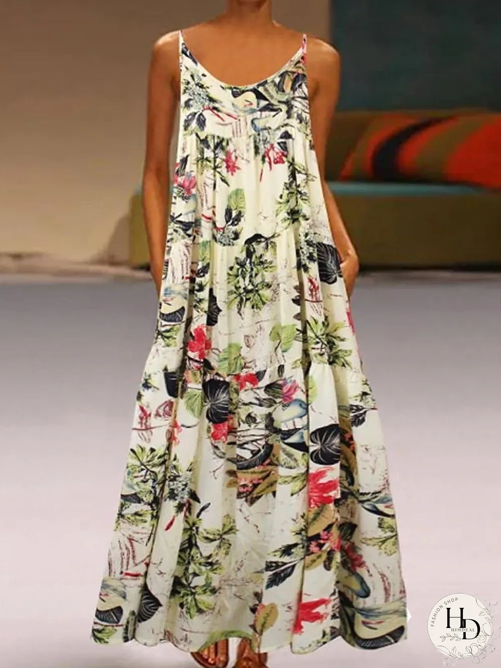 Women's Strap Dress Maxi long Dress Sleeveless Floral Summer Hot Casual Red Yellow M L XL XXL 3XL 4XL 5XL