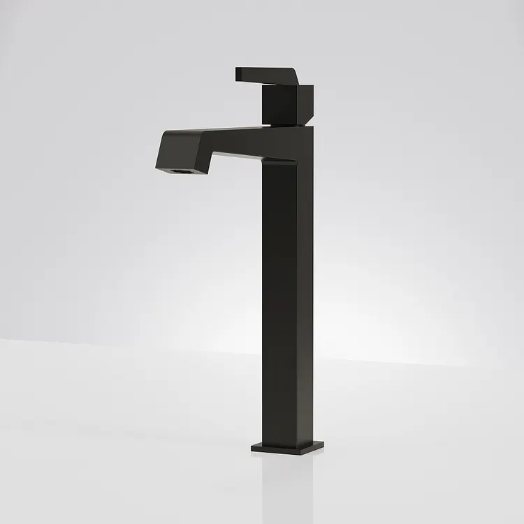 EVERSTEIN Modern Square Tall Vessel Sink Faucet in Matte Black SFS-1312B-BK