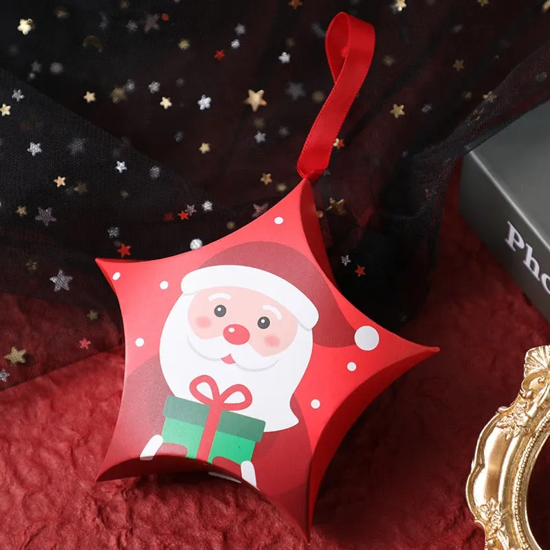 10pcs Christmas Gift Boxes Santa Claus Candy Box Star Shape Merry Christmas Boxes Bags for Home New Year Xmas Decor Kids Gifts