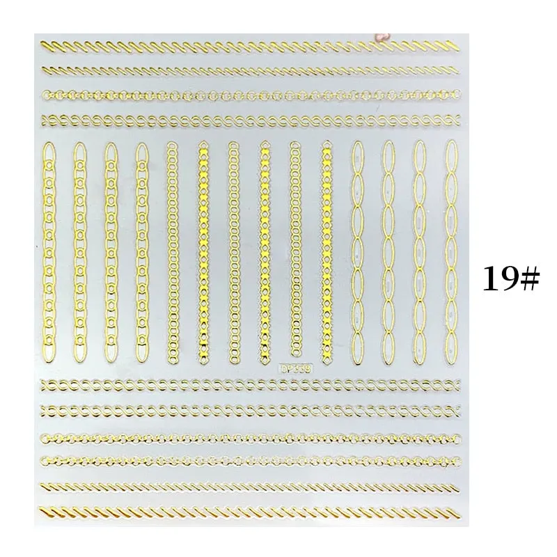 1 Sheet Christmas 5D Nail Stickers Gold And Sliver Snowflakes Transfer Nail Decals Slider Decoration For Manicuries
