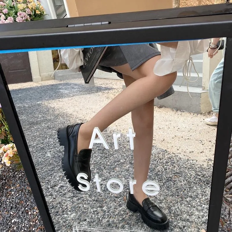 Round Toe Street Style Chunky Heel Platform Women Loafers Shoes Black Punk Y2K Designer High Heel Women Pumps 1116