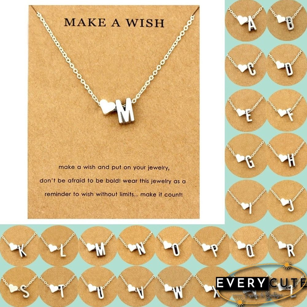 Fashion 26 Letters Sweater Chain Necklace Tiny Love Heart Pendants for Women Collier Lovers Gift Choker Necklace Pendant Gifts Jewelry Friendship Gifts
