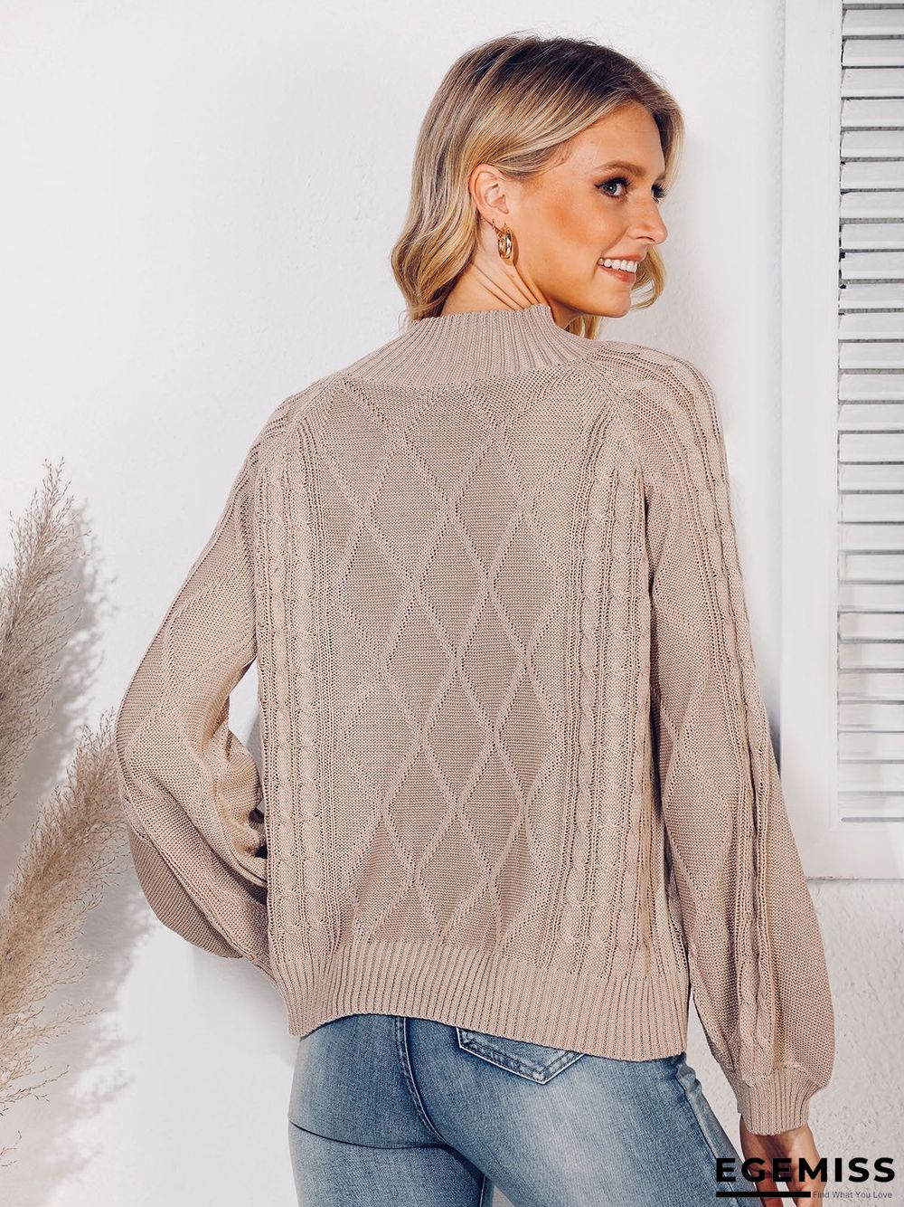 Balloon Sleeve Solid Sweater | EGEMISS