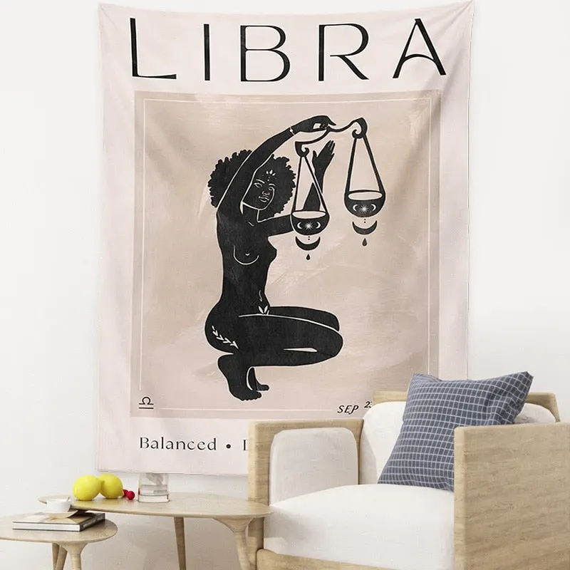 Astrology Sun Moon Constellation Tapestry Wall Hanging Witchcraft Decoration Bedroom Small Celestial Psychedelic Tapestry Fabric