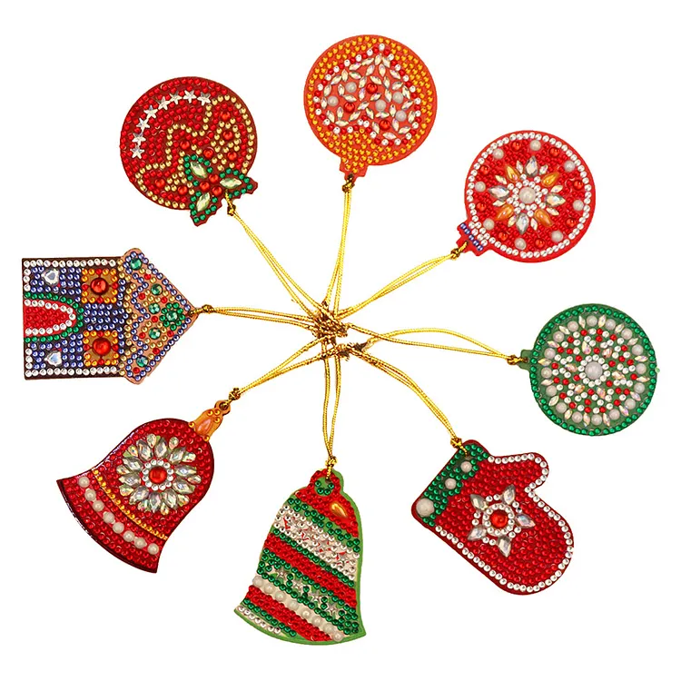 【Pendant】8pcs Christmas Tree Pendant Kit DIY Full Special Shaped Diamond Painting gbfke
