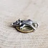 Amulette d'argent Rat souris sur pi&egrave;ce de monnaie 