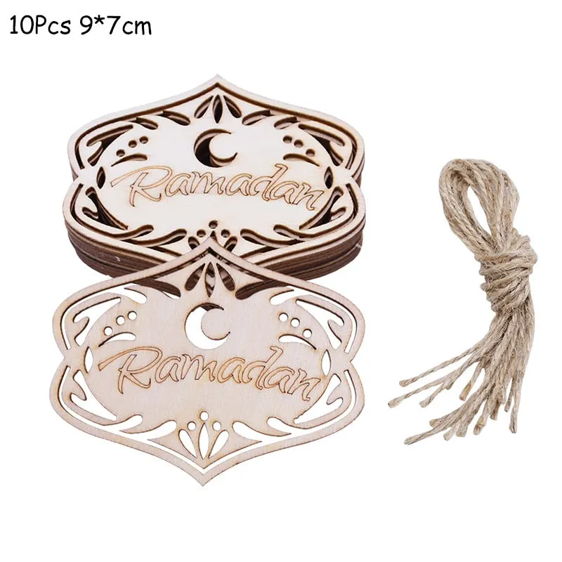 Wooden EID Mubarak Decoration Ramadan Mubarak Ornaments Islamic Muslim Pendant Eid Al Adha Party Supplies Ramadan Kareem Gifts