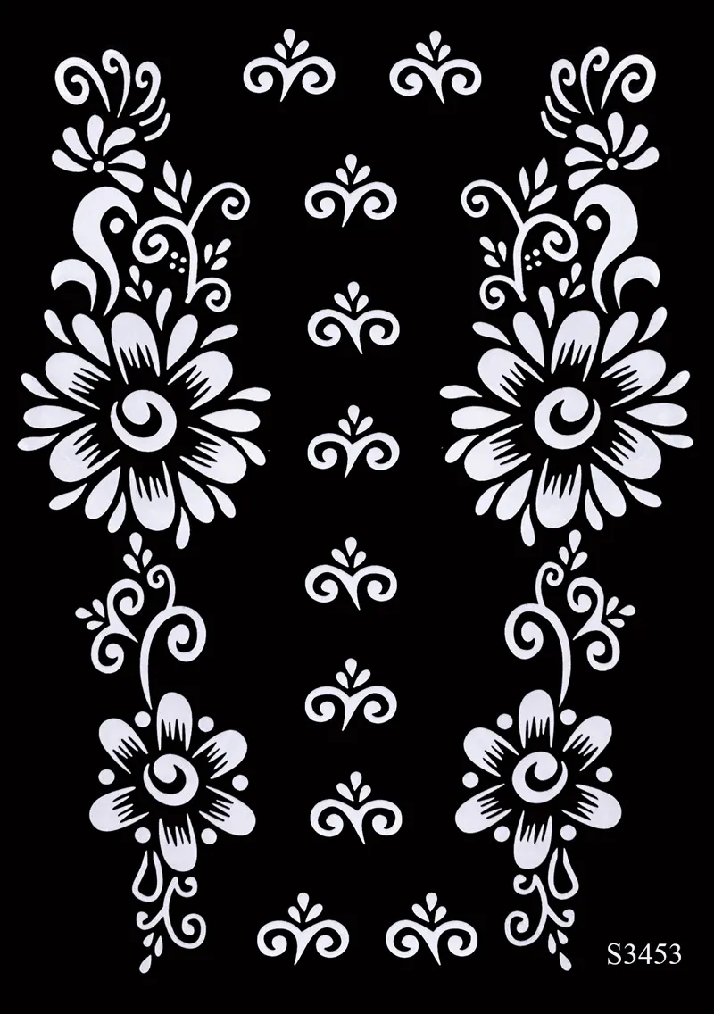 Sdrawing Tattoo Stencils Reusable Painting Stencil for Hand Body Art Flower Temporary Tattoo Template Sleeve Wedding Bride Beauty