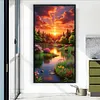 (Big Size)Landscape At Sunset - 11CT Stamped Cross Stitch - 40*70cm - Natural