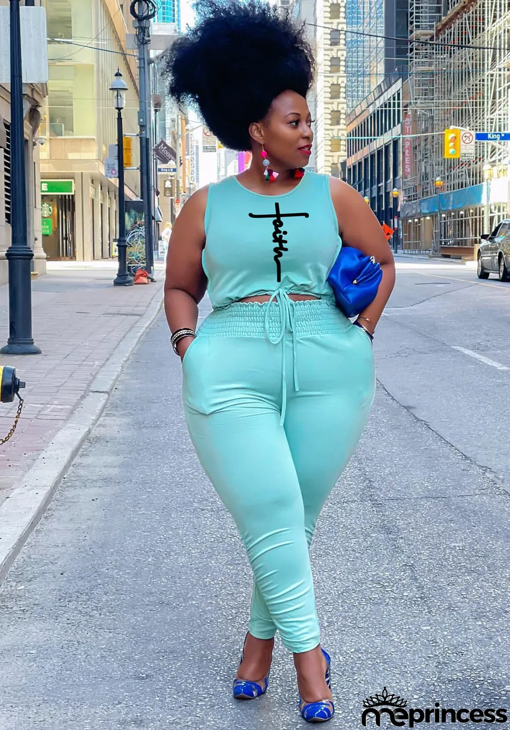 Women's Fashion Spring Summer Letter Print Tank Top Pants Casual Sport Plus Size Two-Piece Set
