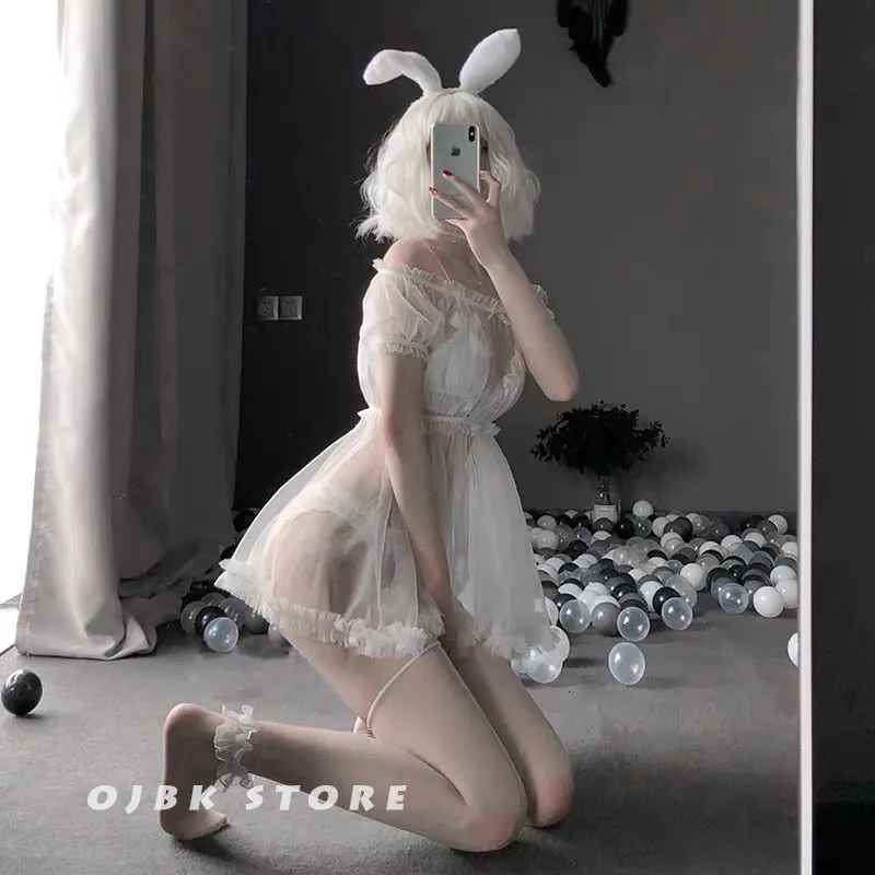 Lace Lingerie Black White Transparent Lovely Sexy Cute Princess Sleeping Nightdress Sleepwear Lolita Kawaii Chiffon Dress