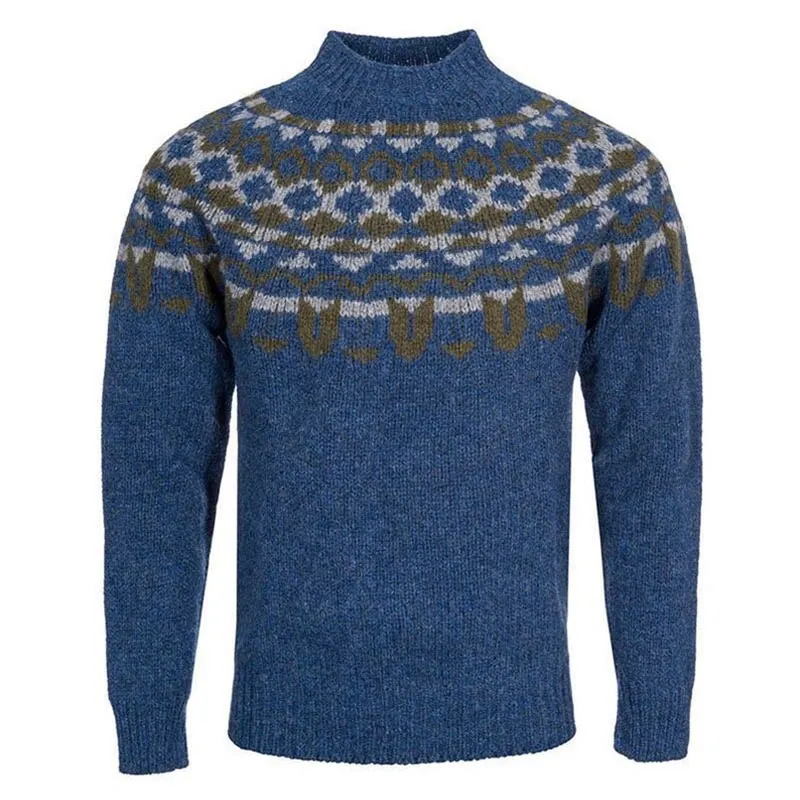 Vintage Icelandic Geometric Knitted Turtleneck Sweater