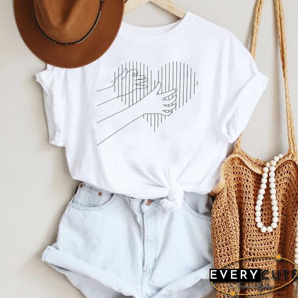 Women Cartoon Leopard Star Love Letter Trend 90S Fashion Summer Lady Print Tee Graphic T Top Female Tshirts Clothes T-Shirt