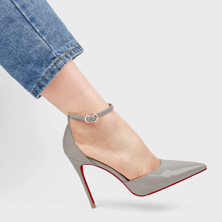 100mm Women&rsquo;s High Heels Strappy Stiletto Ankle Pointed Toe Heel Red Bottom Pumps Shoes Vocosi VOCOSI