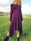 Off-The-Shoulder Solid Color Long Sleeve Irregular Midi Dress