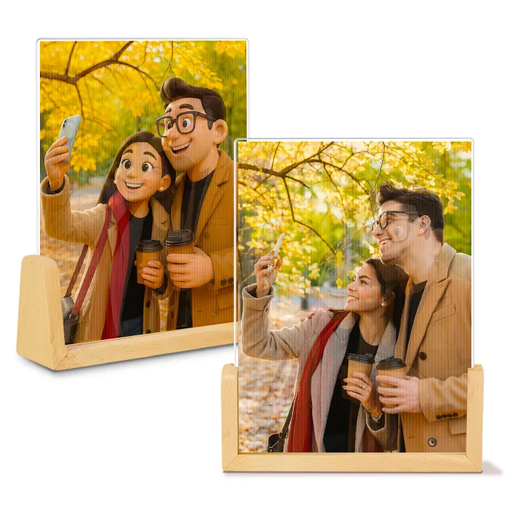 Custom Picture Frames Lenticular Photo Decor Personalized Birthday Anniversary Wedding Engagement Valentines Gifts for Him Her Boyfriend Girlfriend Mom Dad Couples Husband Wife Friends