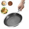 304 Stainless Steel Frying Pan With Handle Universal Steak Cooking Pot Non-Coated Single Sided Honeycomb Skillet Suitable for Fried Egg Steak
