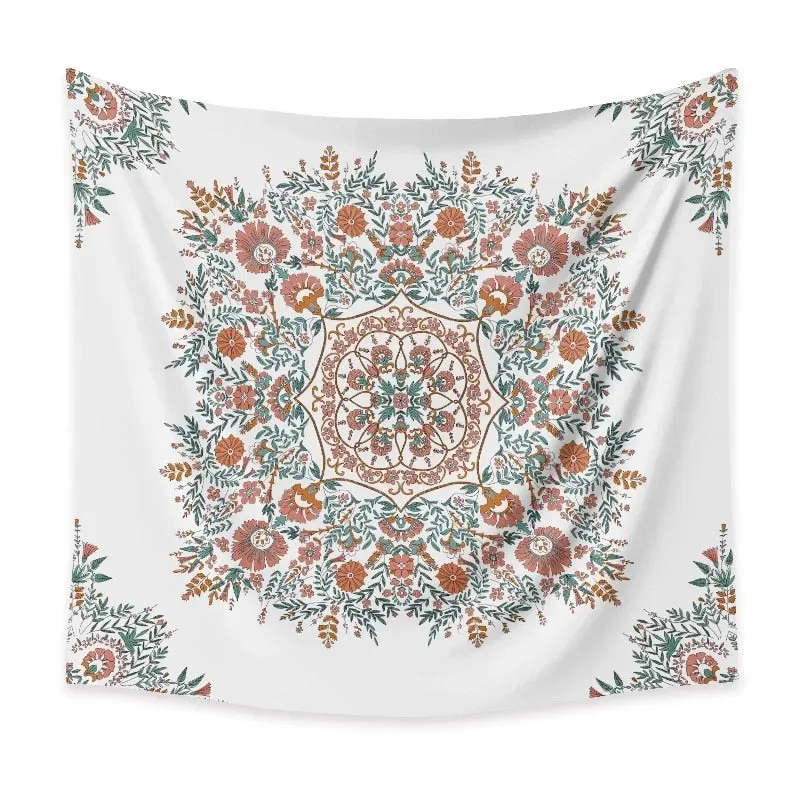 Indian Mandala Floral Tapestry Boho Decor Wall Psychedelic Flower Hippie Home Decor Wall Cloth Tapestries Large Size Tapestry
