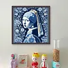 Blue And White Porcelain-Pearl Earring Girl-14CT Stamped/Counted Cross Stitch 40*40cm/15.75*15.75in