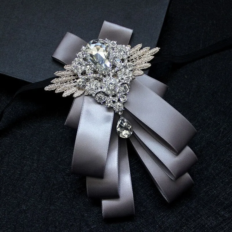 High-grade Handmade Diamond British Style Bow Ties Groom Groomsman Dress Suit Rhinestone Bowtie for Men Wedding Accessories
