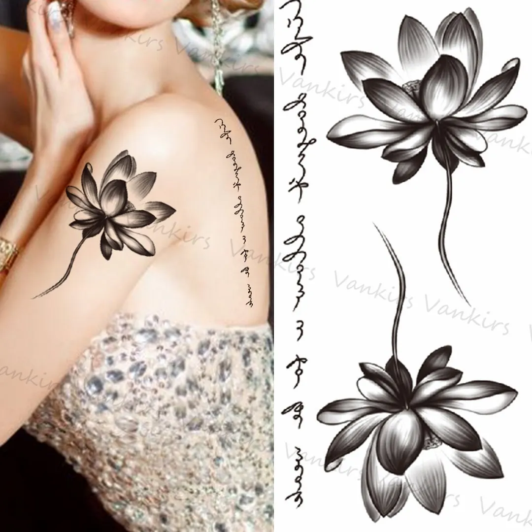 Sdrawing Skeleton Snake Flower Temporary Tattoos For Women Girls Realistic Snake Wolf Tribal Fake Tattoo Sticker Arm Waist Tatoo 3D