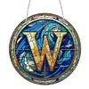 (Upgrade Size)DIY Double Sided Diamond Painting Alphabet Family Last Name Initial Sign Ornament with Chain Window Hanging Kit