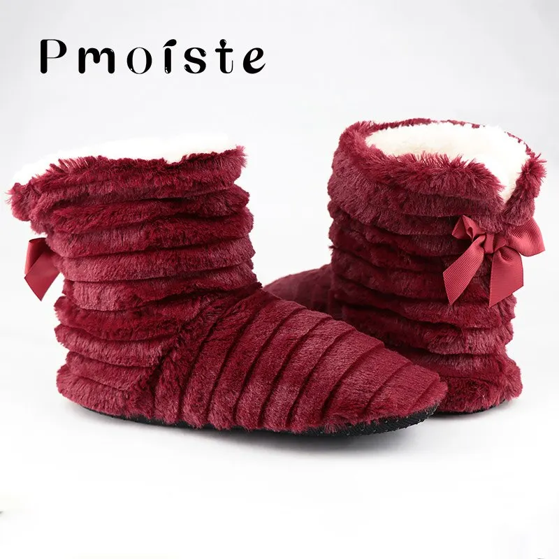 Slippers Women 2020 Furry Butterfly-knot Soft Indoor slippers with faux Fur Comfy House slippers for women Home shoes girls