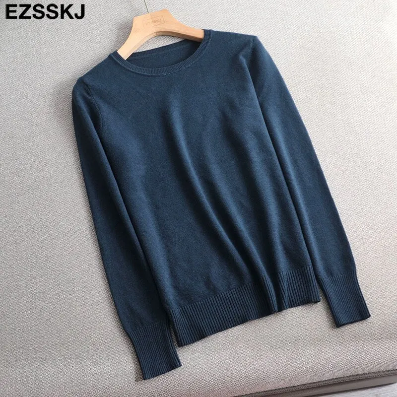 Autumn Winter O-NECK BASIC  Sweater pullovers Women 2021 Female  loose BOTTOM Sweater Pullover female