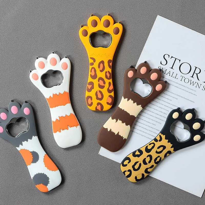 Athvotar Cute Animal Paw Wine Bottle Opener Beer Bottle Opener Cat Magnet Refrigerator Sticker Dog Fridge Magnet Beer Opener