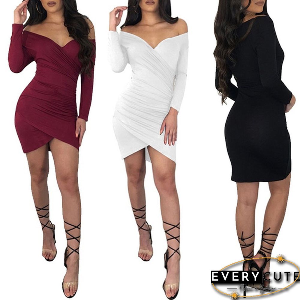 Women Fashion Spring Autumn Commuter Dress Slim Long Sleeved Dress