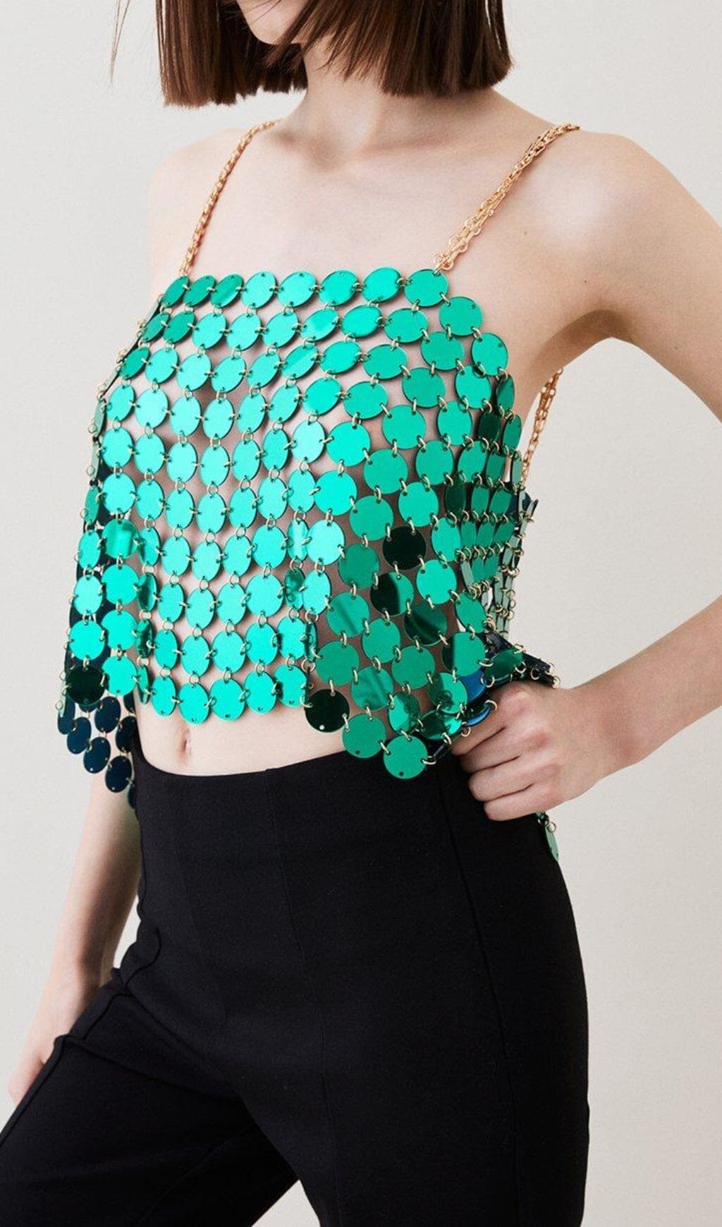 Fashionslee WomenMirrored Disc Crop Top In Green
