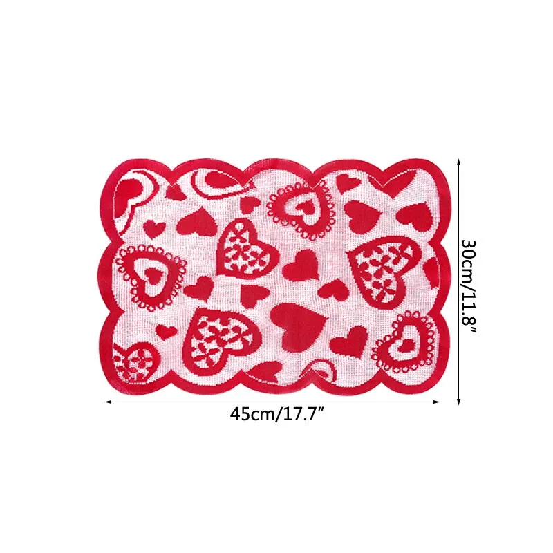 Wedding Red Love Heart Lace Table Runner Valentine's Day Gift Home Table Decoration Party Supplies Tablecloth Covers