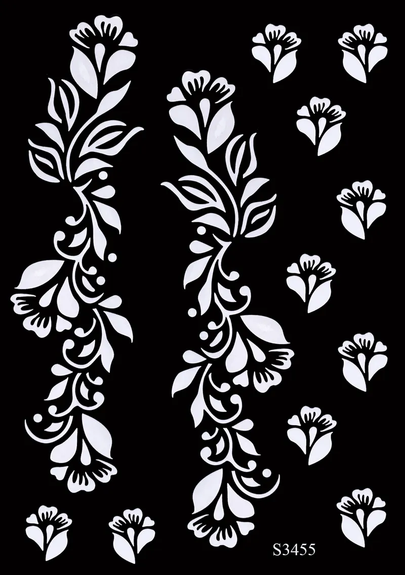 Sdrawing Tattoo Stencils Reusable Painting Stencil for Hand Body Art Flower Temporary Tattoo Template Sleeve Wedding Bride Beauty