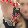(US Local)6Pcs Acrylic Double Sided Dragonfly Diamond Painting Keychain for Bag Decor
