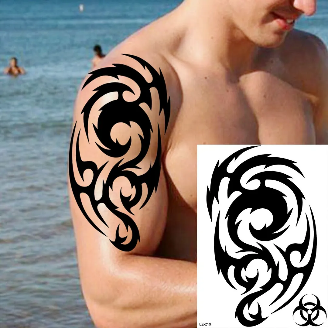 Sdrawing Large Anchor Back Octopus Pirate Skeleton Halloween Temporary Tattoos For Men Adult Compass Wings Fake Tattoo Stickers