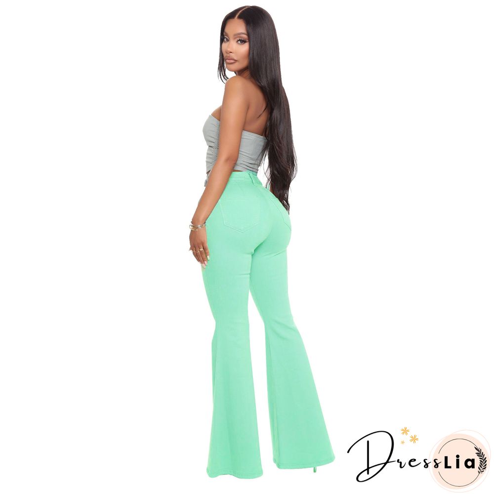 High Waist Stretch Plus Size Flare Jeans Pants