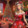 (US Local)4pack Xmas Lady-Special Shaped Diamond Painting Kit(30x30cm)