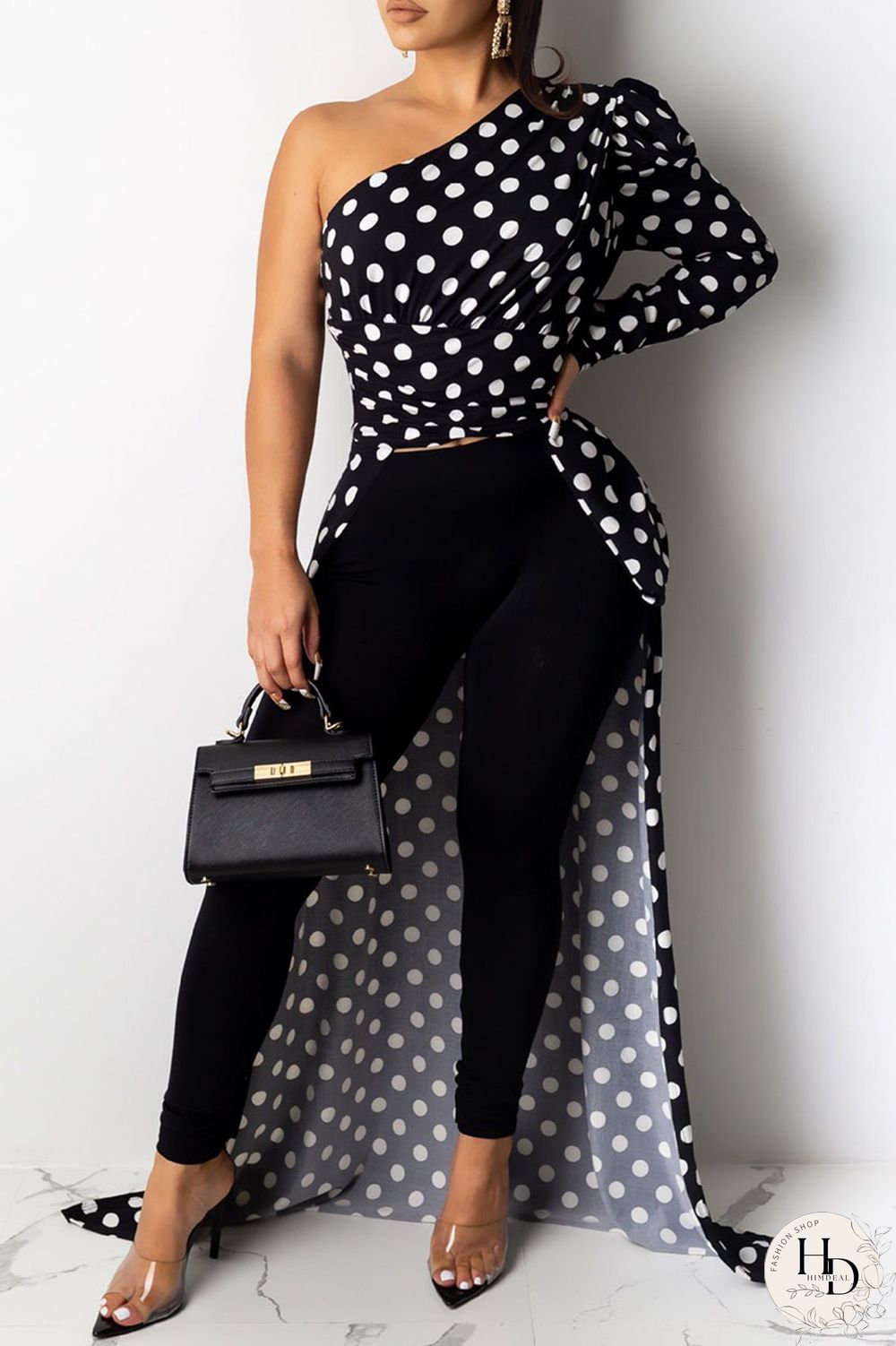 Leopard Print Sexy Print Leopard Split Joint Fold Asymmetrical Oblique Collar Dresses