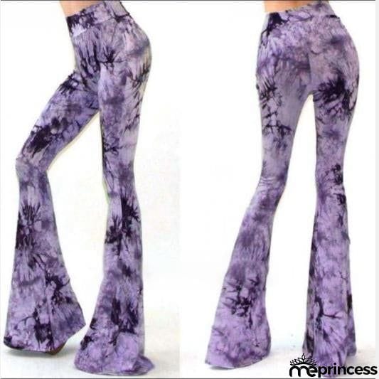 Colorful printed high waist pants