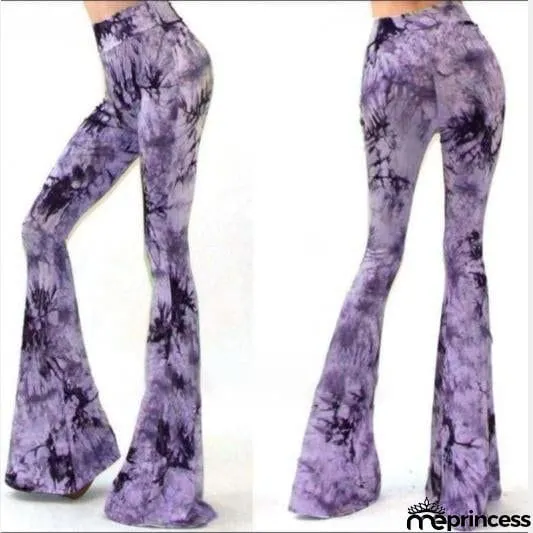 Colorful printed high waist pants
