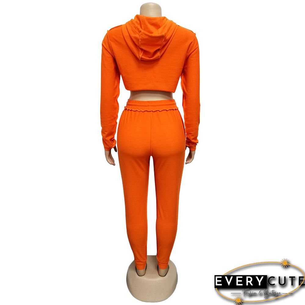 Orange Crop Hoodie with Pant Set