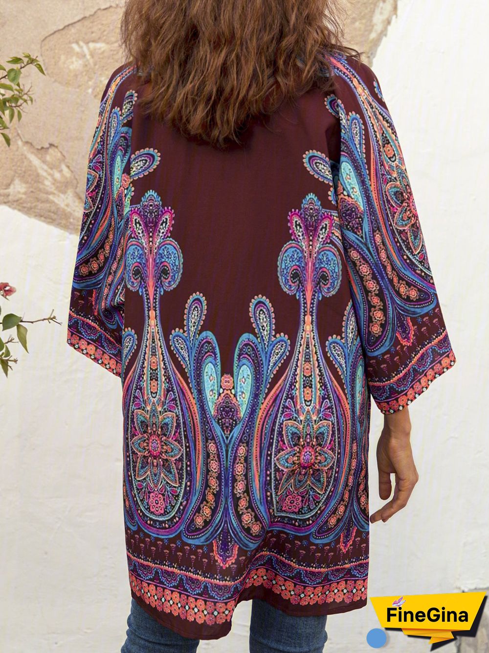 Plus Size Abstract Casual Long Sleeve Cardigan
