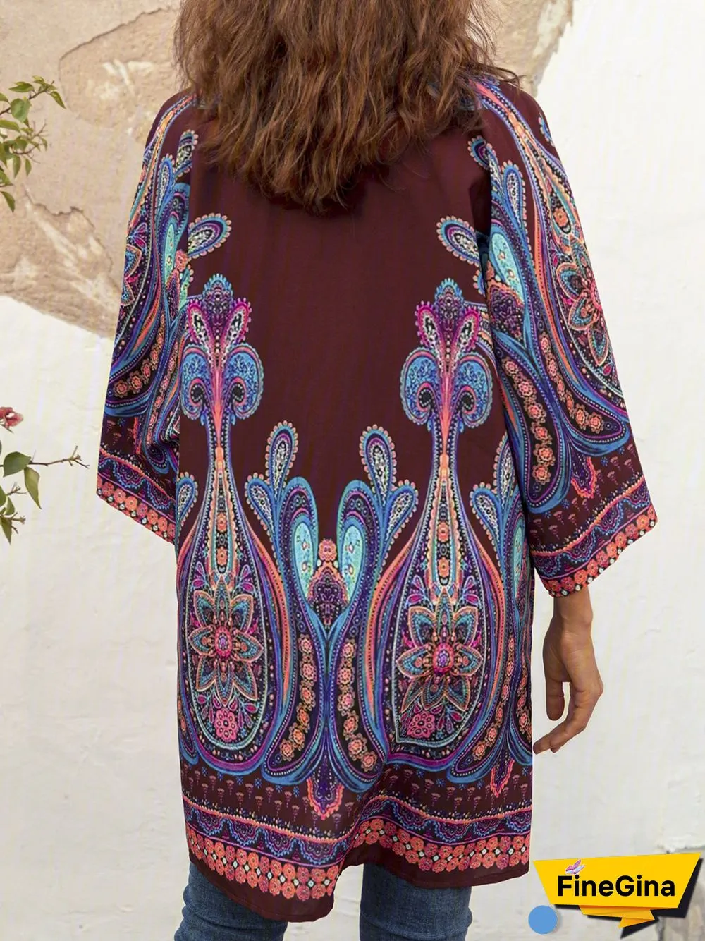 Plus Size Abstract Casual Long Sleeve Cardigan