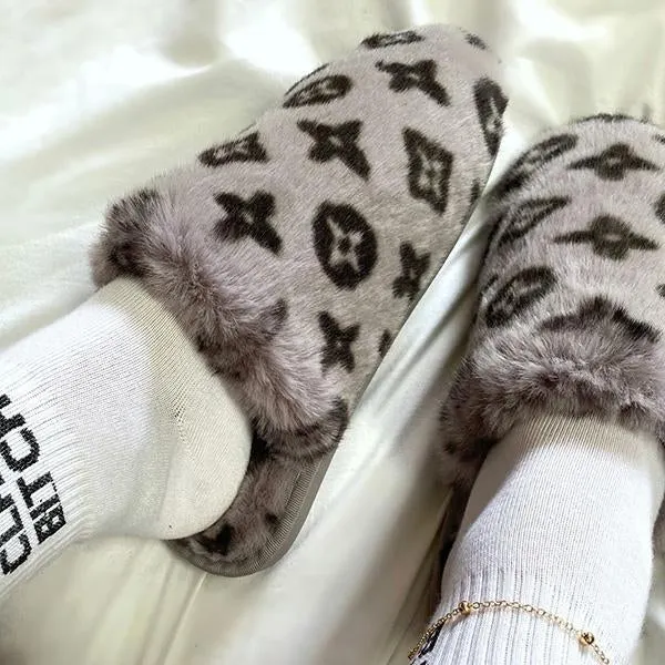 Printed Plush Fashion Slippers