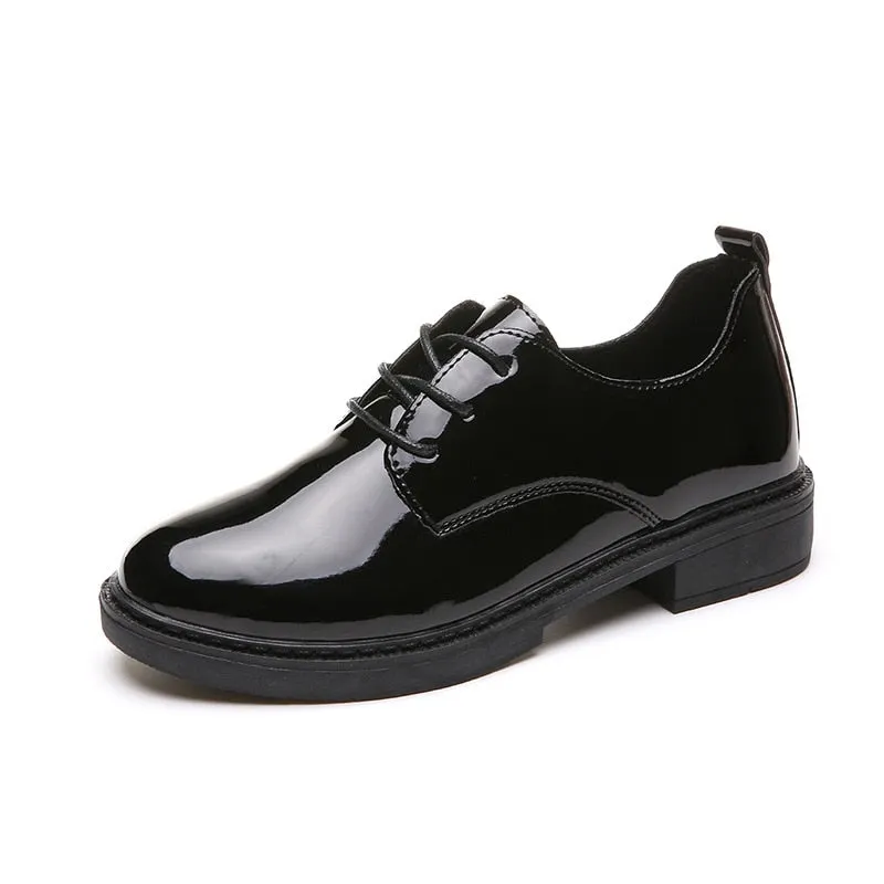 2019 Fashion Spring & Autumn Oxford Flats Woman Loafers Shoes Femme New Patent Leather Shoes Woman Casual Riband Women's Flats