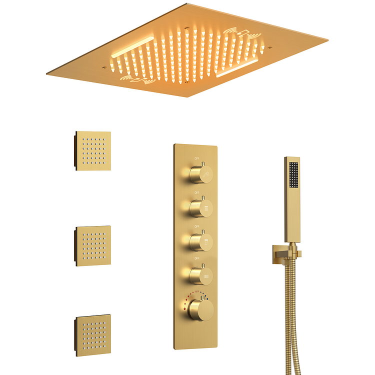 EVERSTEIN 20 In. LED & Music Smart Shower System in Brushed Gold SFS-1055-GD20
