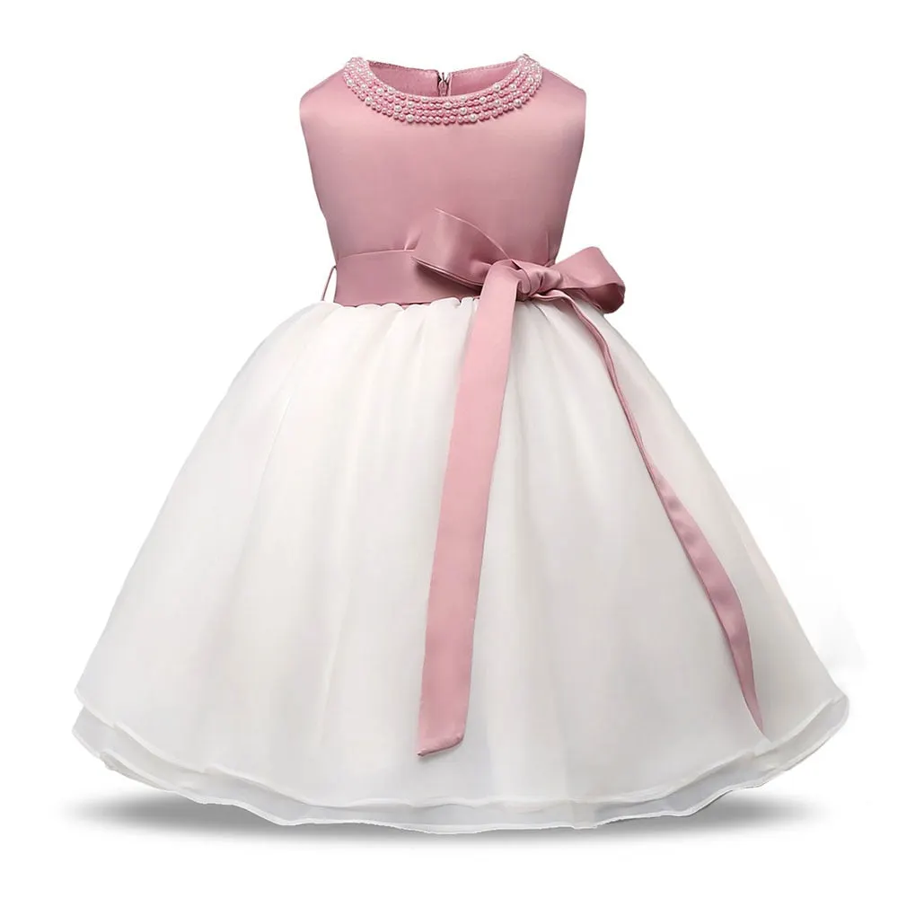 Baby Girls 1 Year Birthday Party Dresses Princess Baby Kids Clothes with Beadings Christening Dresses Baptism Gowns for Newborns