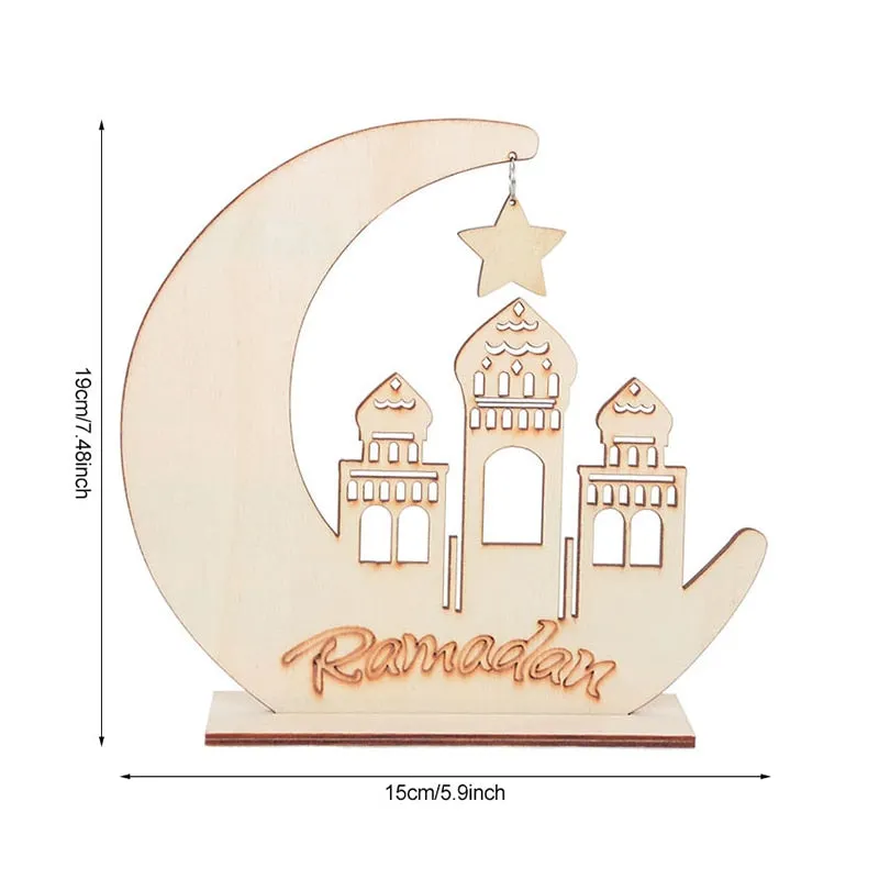 Wooden EID Mubarak Decoration Ramadan Mubarak Ornaments Islamic Muslim Pendant Eid Al Adha Party Supplies Ramadan Kareem Gifts